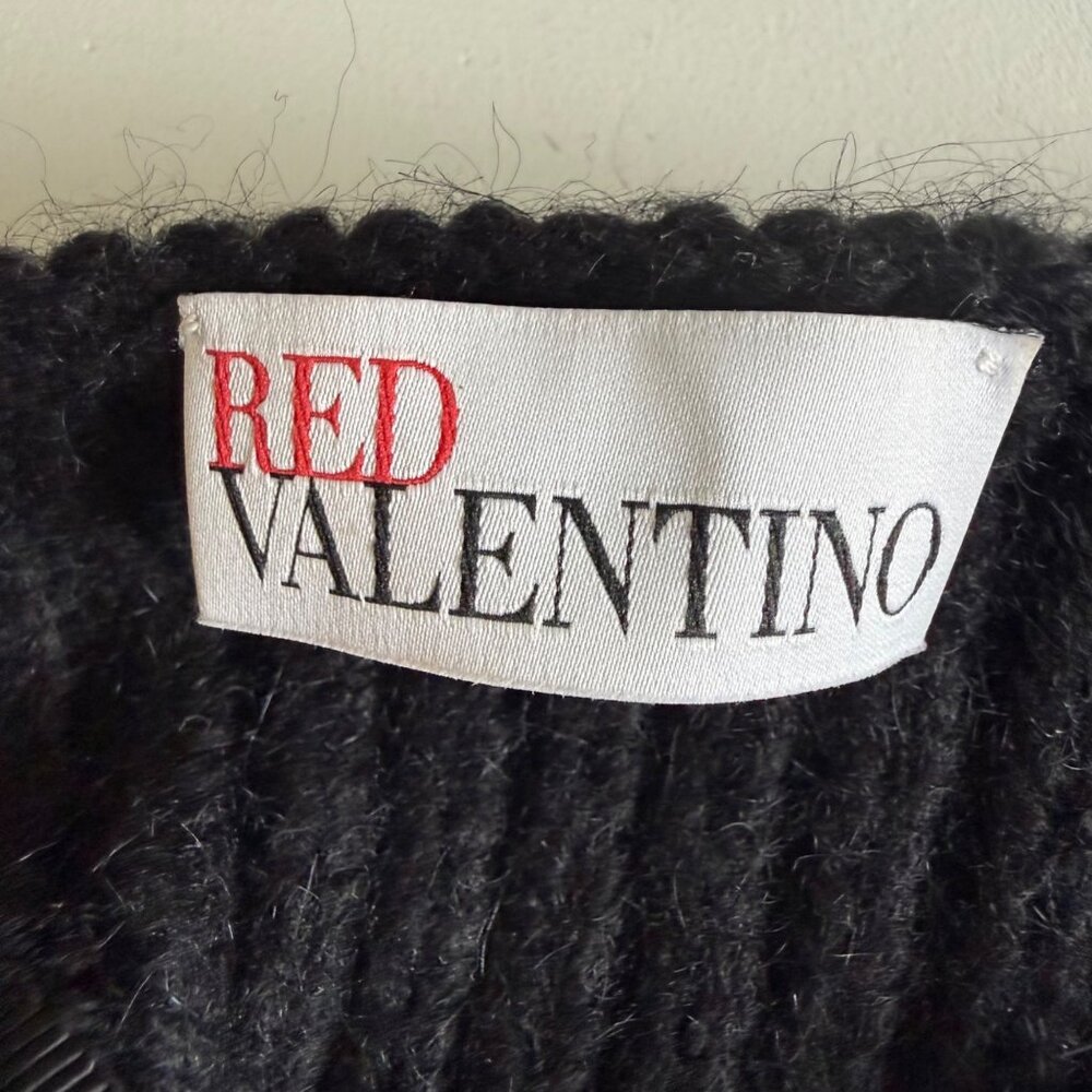 Red Valentino Women's Bustier Crop Top S Black Cable Knit Acrylic Mohair Blend - Picture 4 of 9